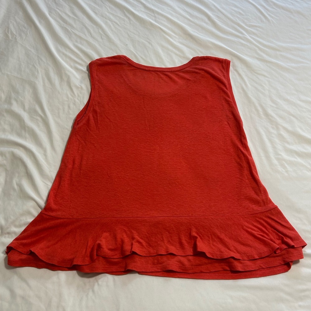 Gap Women XXL Orange Linen Blend Peplum Ruffle Hem Sleeveless Tank Top Shirt - Picture 3 of 7